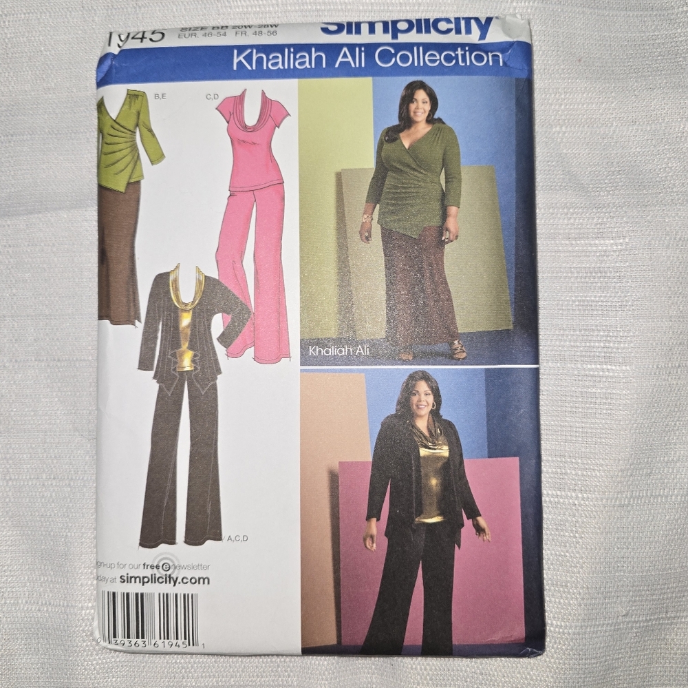 Simplicity Khaliah Ali Collection 1945 BB Pattern Size 20W-28W Plus Size UNCUT